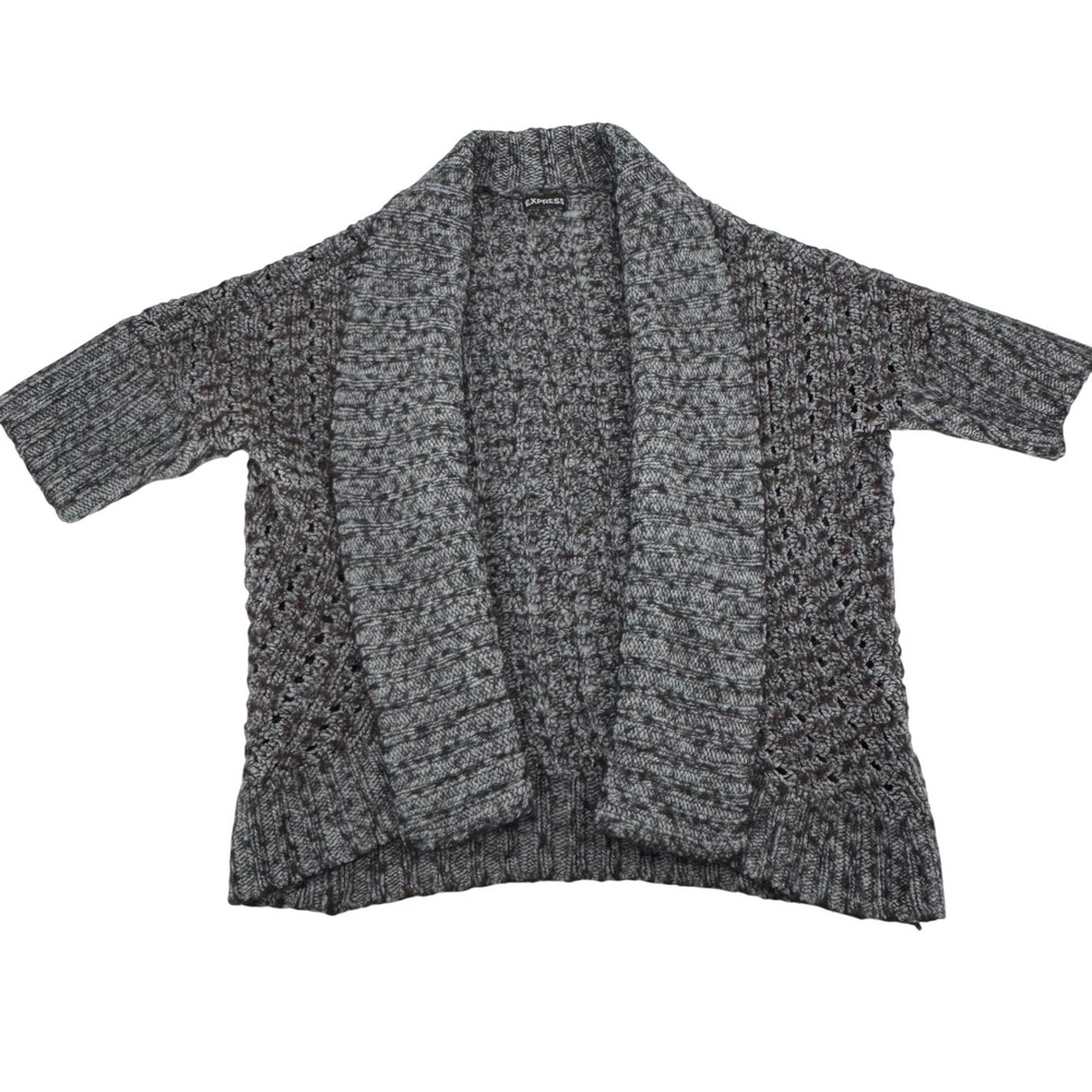 Express Wool/Alpaca Blend Chunky Open Shawl Cardigan Sweater,‎ Gray, Size Small